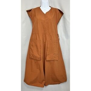 Chepe Italy Women's  Cinnamon Casual Midi Dress - Size Pockets Shoulder‎ Slits